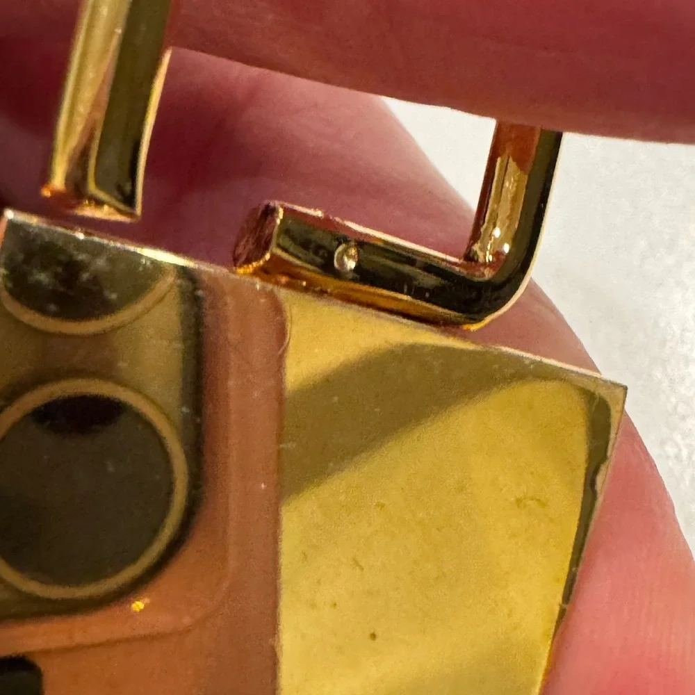 Gold Tone Lock Charm‎ Keychain With Embossed Logo